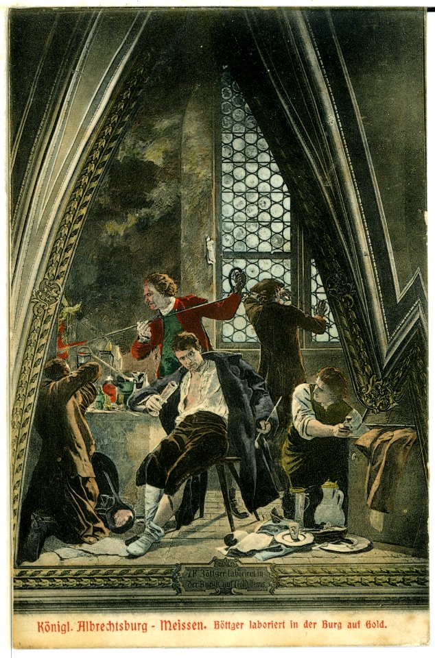 00988-Meißen-1899-Albrechtsburg, Böttcher laboriert in der Burg an Gold-Brück & Sohn Kunstverlag