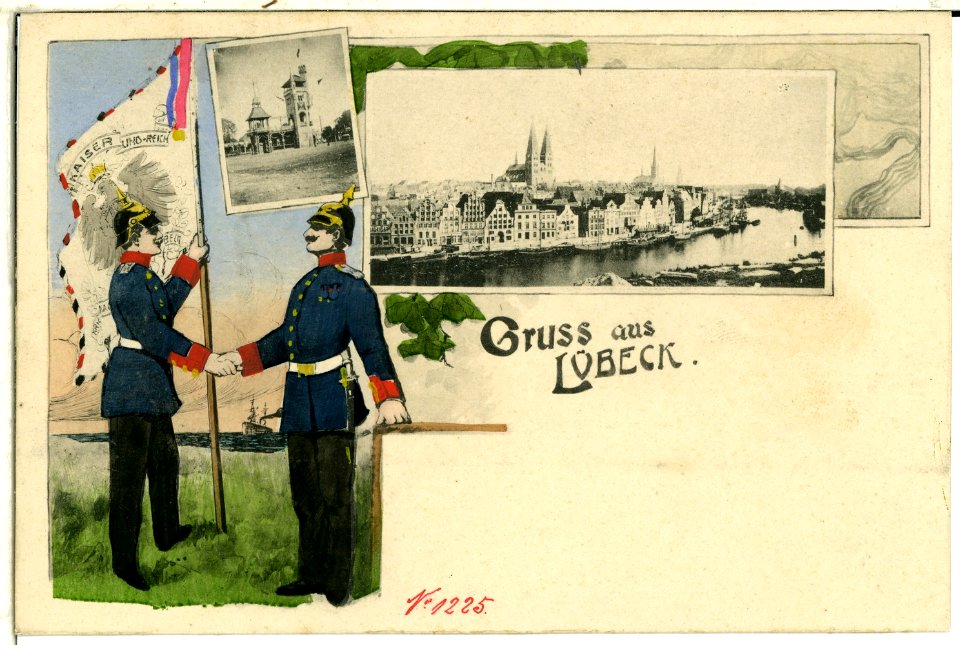 01225-Lübeck-1899-Ansicht und Militär-Brück & Sohn Kunstverlag