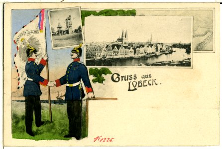 01225-Lübeck-1899-Ansicht und Militär-Brück & Sohn Kunstverlag