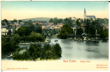 01163-Bad Elster-1899-mit Luisasee und Booten-Brück & Sohn Kunstverlag