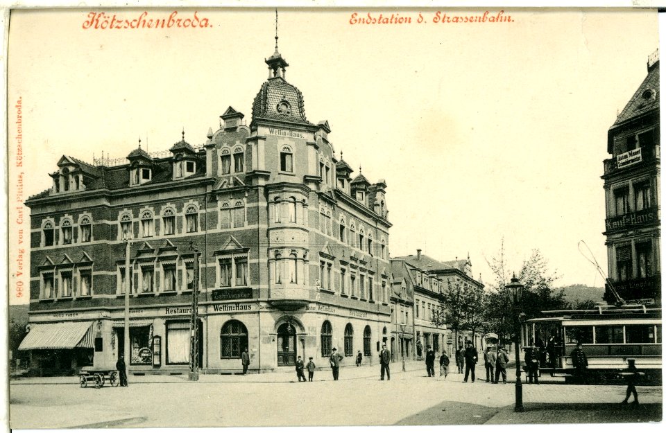 00980-Kötzschenbroda-1899-Endstation der Straßenbahn-Brück & Sohn Kunstverlag