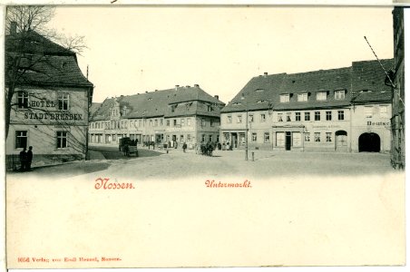 01056-Nossen-1899-Untermarkt, Hotel Stadt Dresden-Brück & Sohn Kunstverlag