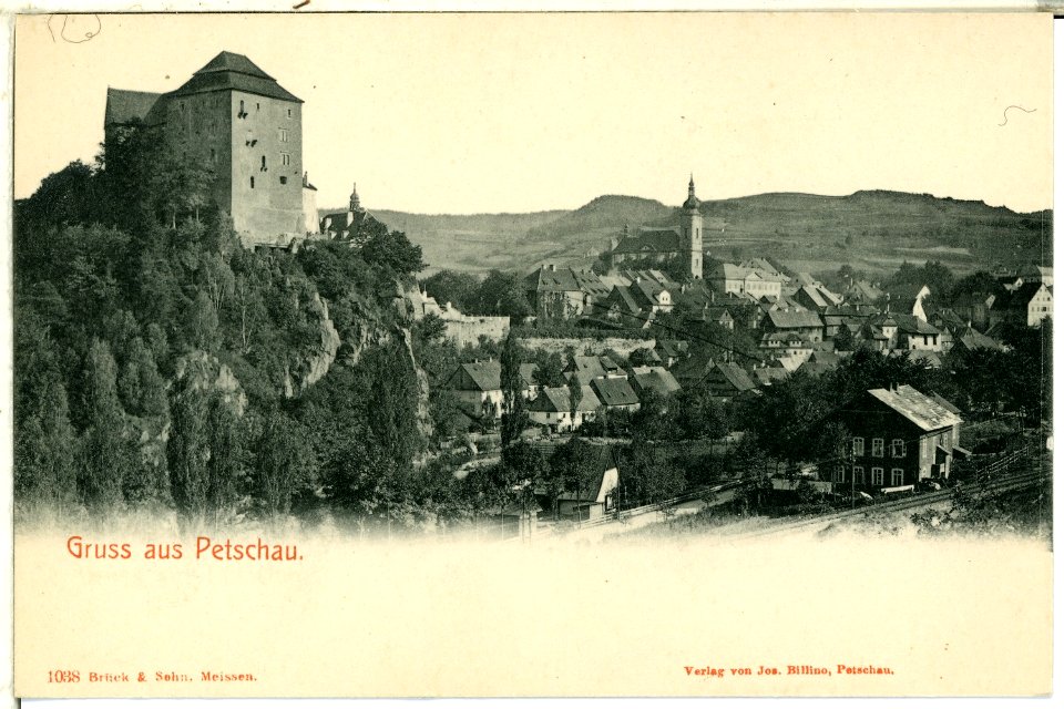 01038-Petschau-1899-Ortsansicht-Brück & Sohn Kunstverlag