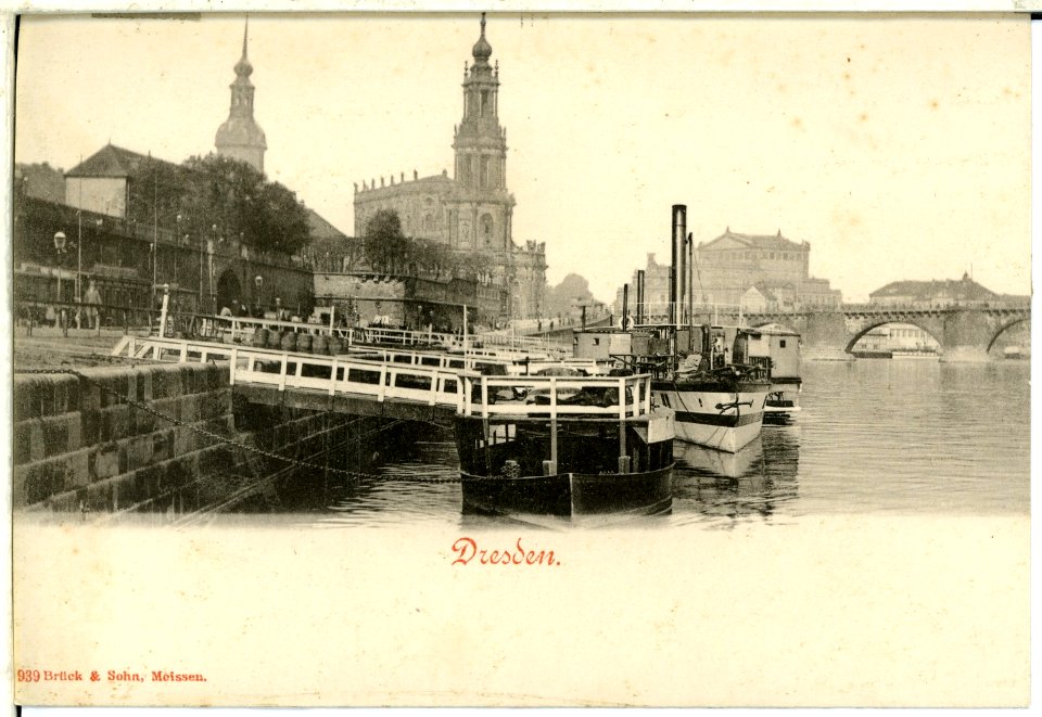 00939-Dresden-1899-Dampferanlagestelle, Hofkirche und Semperoper-Brück & Sohn Kunstverlag