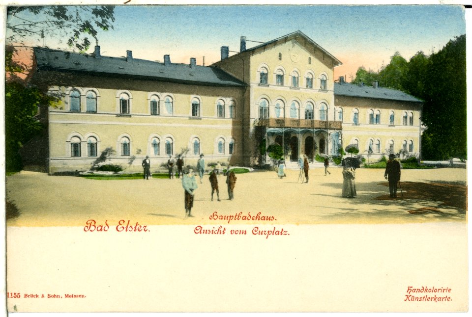 01155-Bad Elster-1899-Hauptbadehaus mit Kurplatz-Brück & Sohn Kunstverlag