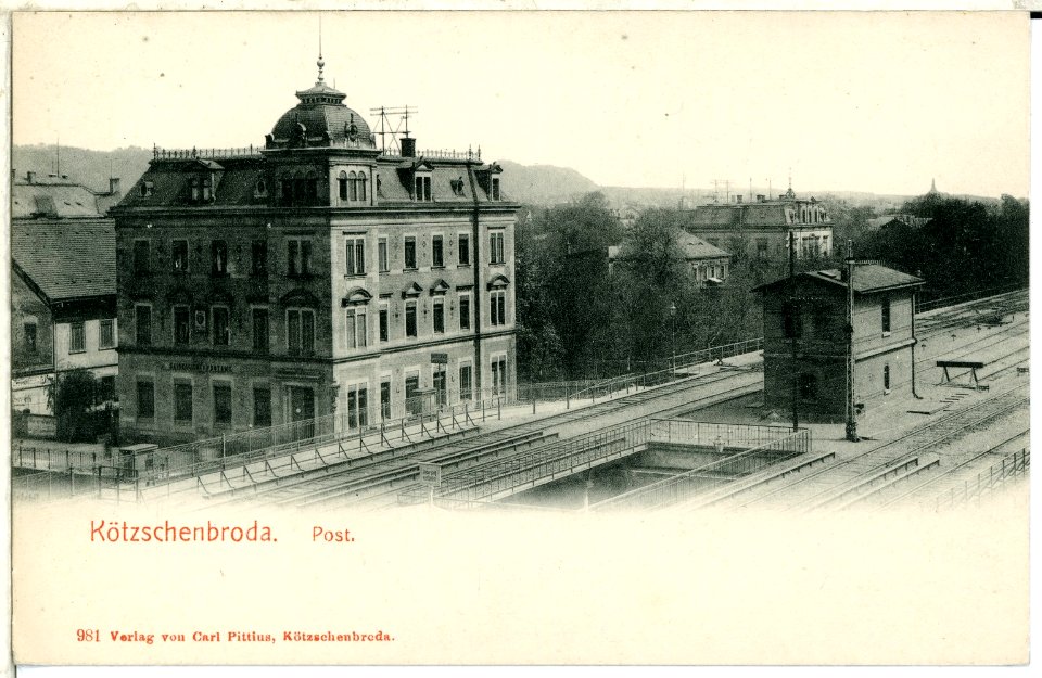 00981-Kötzschenbroda-1899-Post und Eisenbahngelände-Brück & Sohn Kunstverlag
