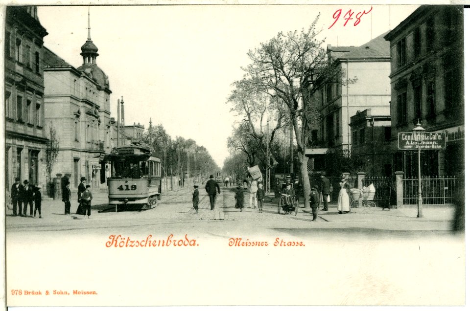 00978-Kötzschenbroda-1899-Meißner Straße mit Straßenbahn-Brück & Sohn Kunstverlag