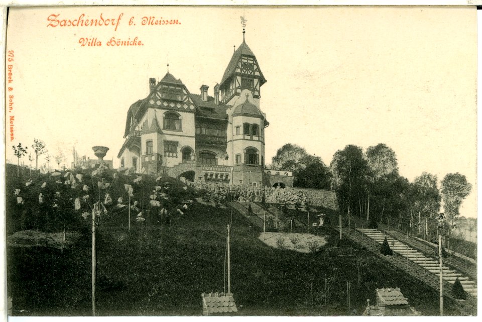 00975-Meißen-1899-Zaschendorf, Villa Hönicke-Brück & Sohn Kunstverlag