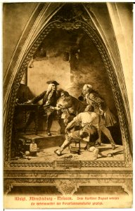 00987-Meißen-1899-Albrechtsburg, Dem Kurfürst August werden die Geheimmittel der Porzellanmanufaktur gezeigt.-Brück & Sohn Kunstverlag