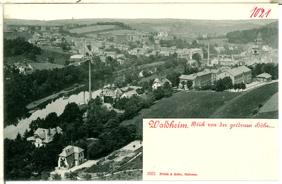 01021-Waldheim-1899-Blick von der goldenen Höhe nach Waldheim mit Zschopau-Brück & Sohn Kunstverlag