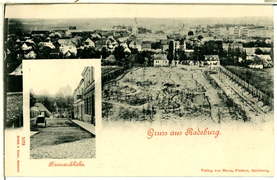 01078-Radeburg-1899-Blick über Radeburg - Bismarckhöhe-Brück & Sohn Kunstverlag