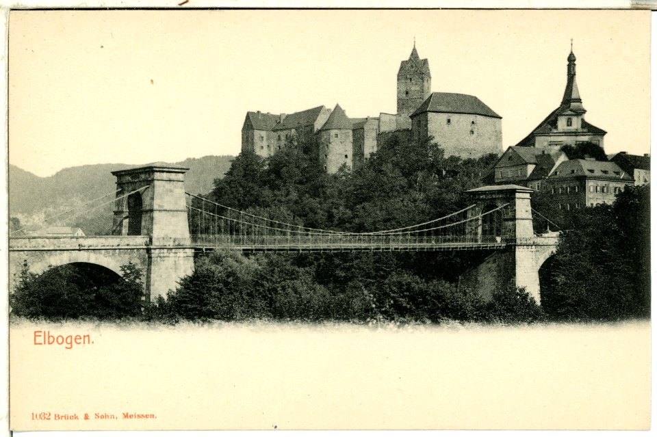 01032-Elbogen-1899-Schloß Elbogen und Brücke-Brück & Sohn Kunstverlag