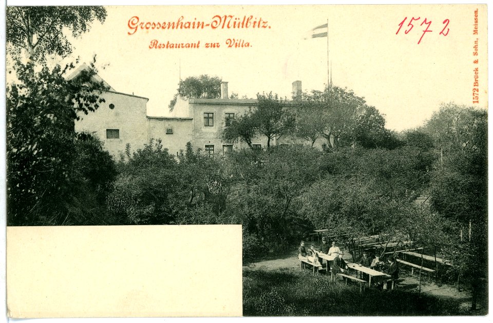 01572-Großenhain-1901-Mülbitz, Restaurant zur Villa-Brück & Sohn Kunstverlag