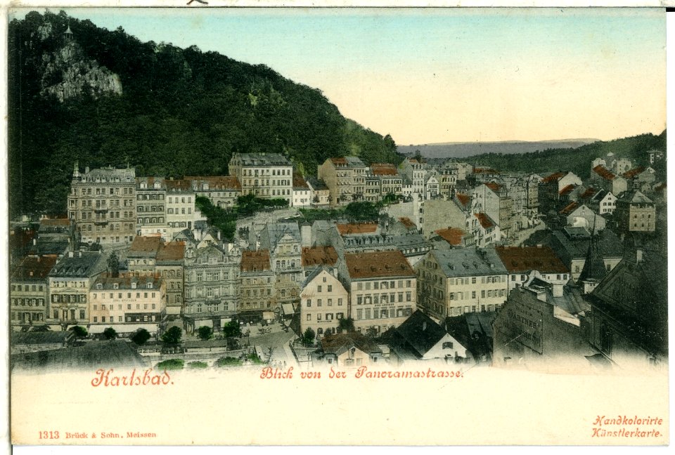 01313-Karlsbad-1899-Blick von d. Panorama-Brück & Sohn Kunstverlag