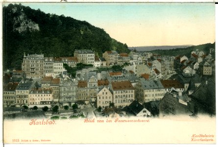 01313-Karlsbad-1899-Blick von d. Panorama-Brück & Sohn Kunstverlag