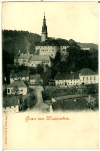 01085-Weesenstein-1899-Blick zum Schloß-Brück & Sohn Kunstverlag