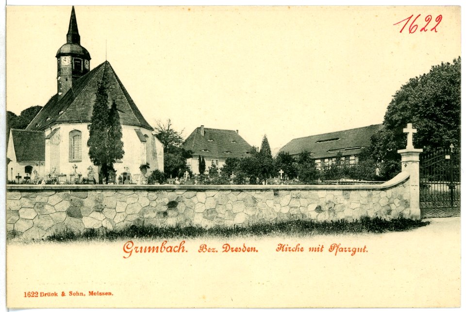 01622-Grumbach-1901-Kirche mit Pfarrgut-Brück & Sohn Kunstverlag