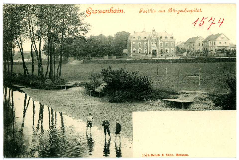 01574-Großenhain-1901-Partie am Bürgerhospital-Brück & Sohn Kunstverlag