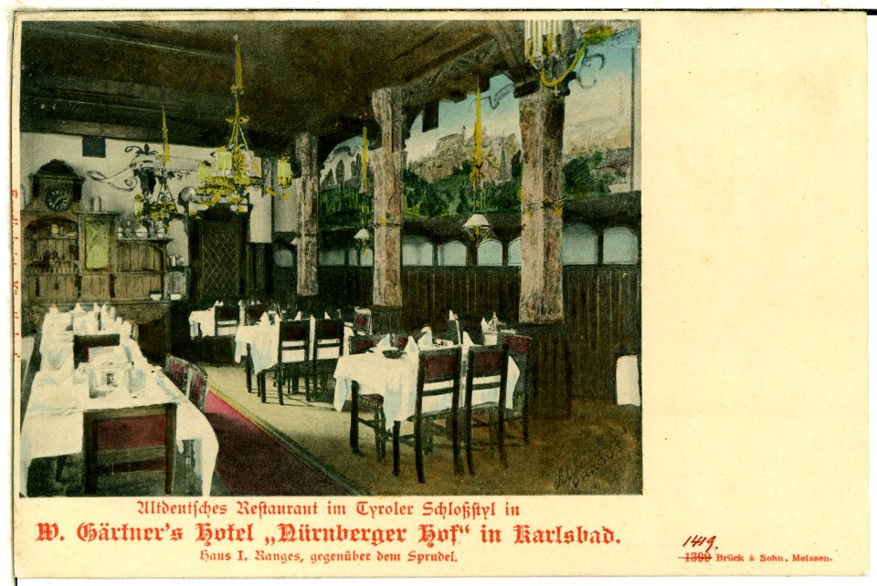 01419-Karlsbad-1899-Speisesaal Hotel Nürnberger Hof-Brück & Sohn Kunstverlag
