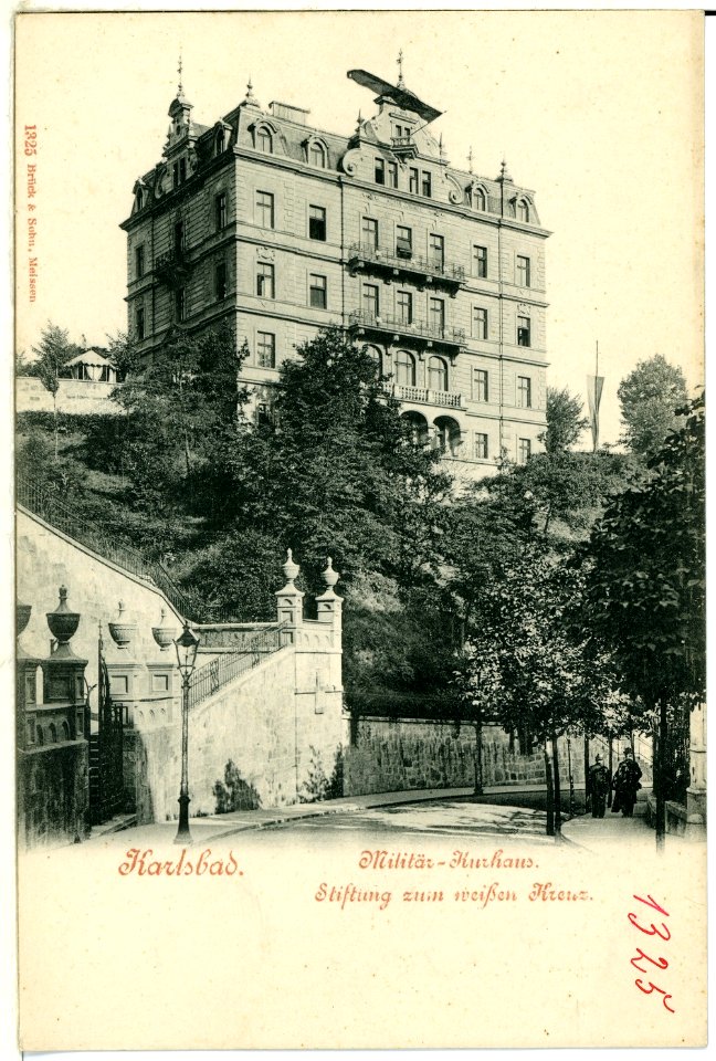 01325-Karlsbad-1899-Militärkurhaus, Stiftung zum weißen Kreuz-Brück & Sohn Kunstverlag