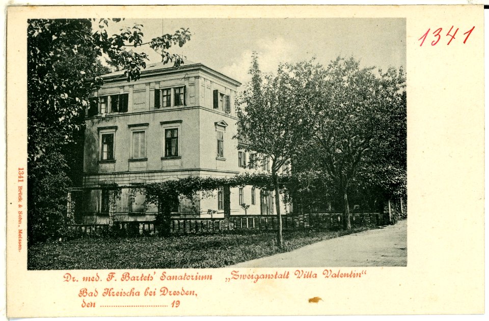 01341-Kreischa-1899-Sanatorium, Zweiganstalt Villa Valentin-Brück & Sohn Kunstverlag