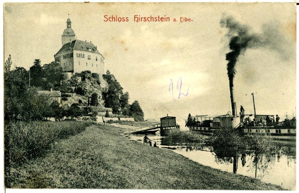 00448-Hirschstein-1898-Schloß, Elbdampfer-Brück & Sohn Kunstverlag