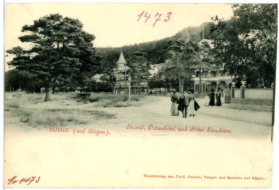 01473-Binz-1900-Hotel Seeschloß, Strand, Ostseehotel-Brück & Sohn Kunstverlag