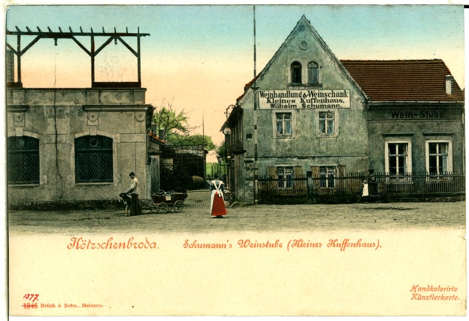 01377-Kötzschenbroda-1899-Schumanns Weinstube (Kleines Kuffenhaus)-Brück & Sohn Kunstverlag
