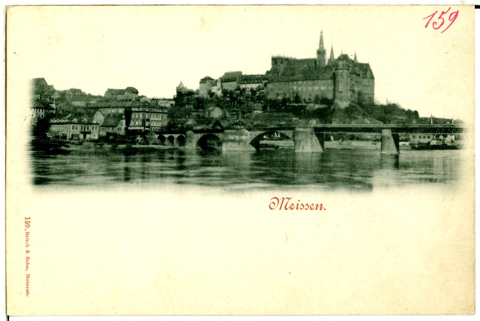 00159-Meißen-1898-Altstadt, Burgberg und Elbbrücke-Brück & Sohn Kunstverlag
