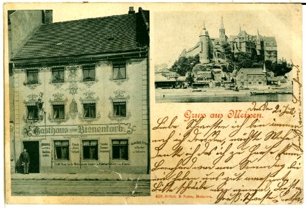 00458-Meißen-1898-Gasthaus zum Bienenkorb und Albrechtsburg-Brück & Sohn Kunstverlag