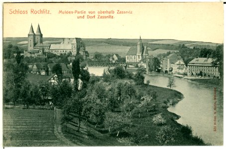 00424-Rochlitz-1898-Muldenpartie, Schloß und Zassnitz-Brück & Sohn Kunstverlag