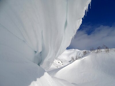 Snow cornices silt wind