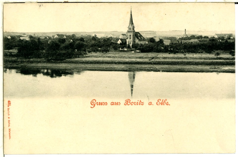 00451-Boritz a.d.Elbe-1898-Elbe und Kirche-Brück & Sohn Kunstverlag