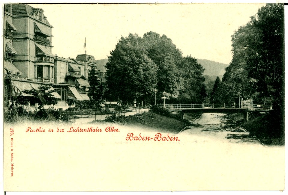 00173-Baden-Baden-1898-Partie in Lichtenthaler Allee-Brück & Sohn Kunstverlag