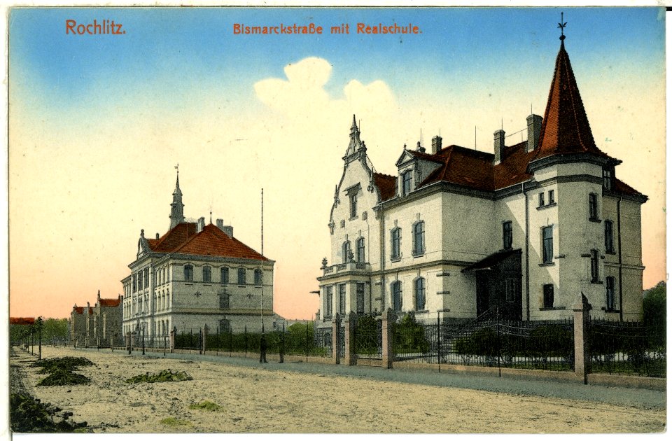 00421-Rochlitz-1898-Bismarkstraße und Realschule-Brück & Sohn Kunstverlag