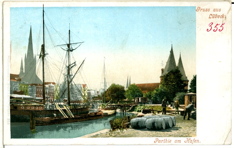 00355-Lübeck-1898-Partie am Hafen-Brück & Sohn Kunstverlag