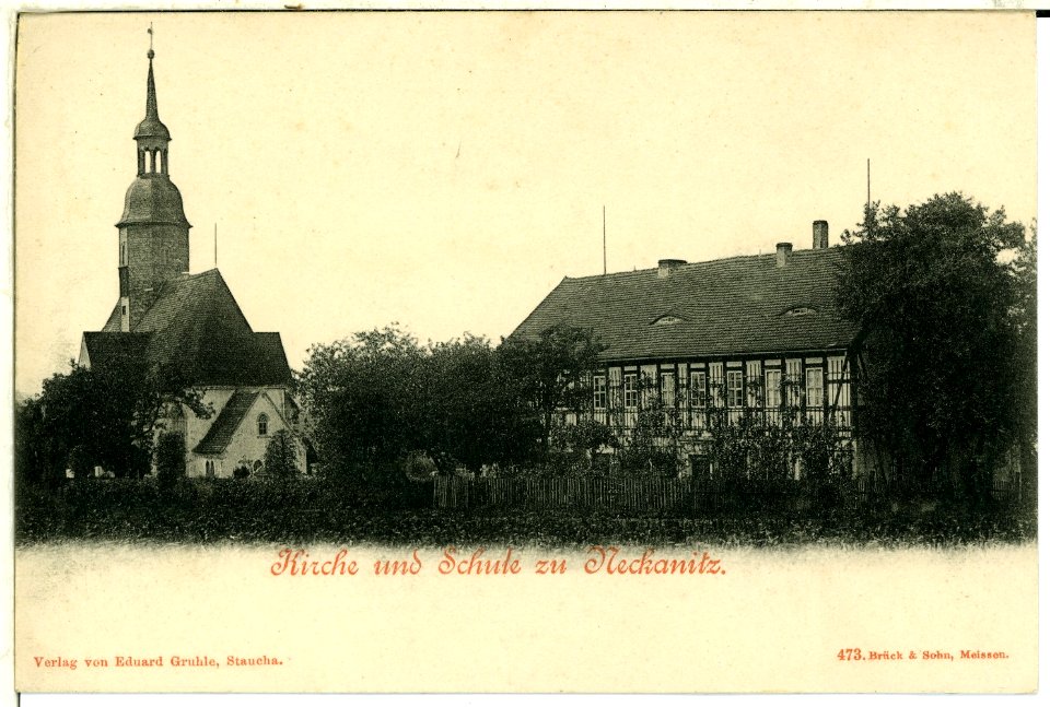 00473-Neckanitz-1898-Kirche und Schule-Brück & Sohn Kunstverlag