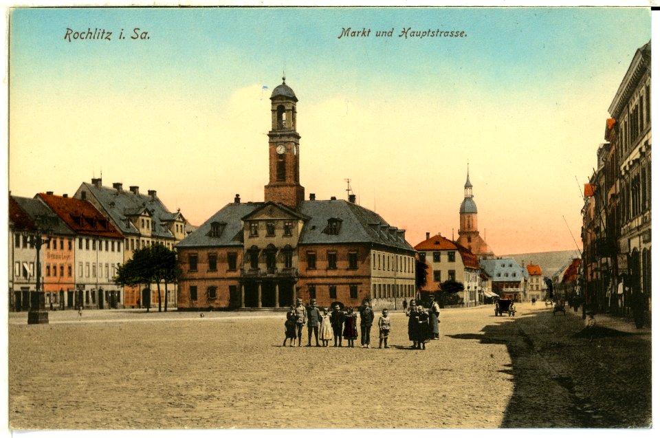 00420-Rochlitz-1898-Markt und Hauptstraße-Brück & Sohn Kunstverlag