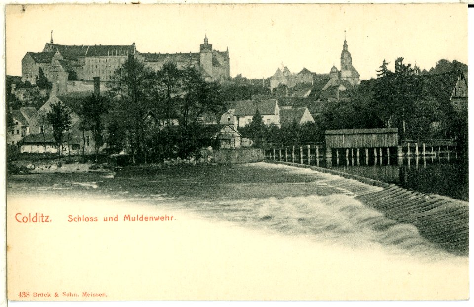 00438-Colditz-1898-Schloß und Muldenwehr-Brück & Sohn Kunstverlag