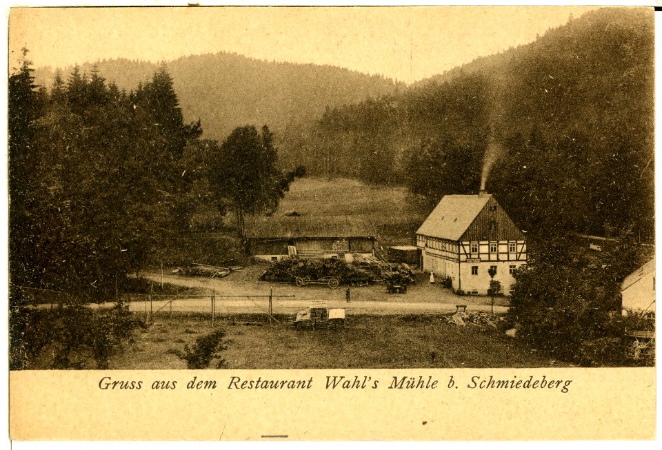 00495-Schmiedeberg-1898-Restaurant Wahl`s Mühle-Brück & Sohn Kunstverlag