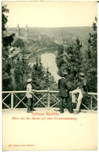 00427-Rochlitz-1898-Schloß Rochlitz, Blick von der Bastei auf die Promenadenweg-Brück & Sohn Kunstverlag