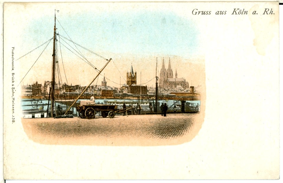 00338-Köln am Rhein-1898-Ansicht mit Rhein-Brück & Sohn Kunstverlag