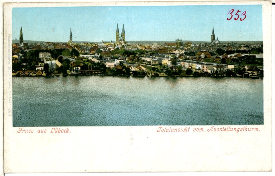 00353-Lübeck-1898-Totalansicht vom Ausstellungsturm-Brück & Sohn Kunstverlag