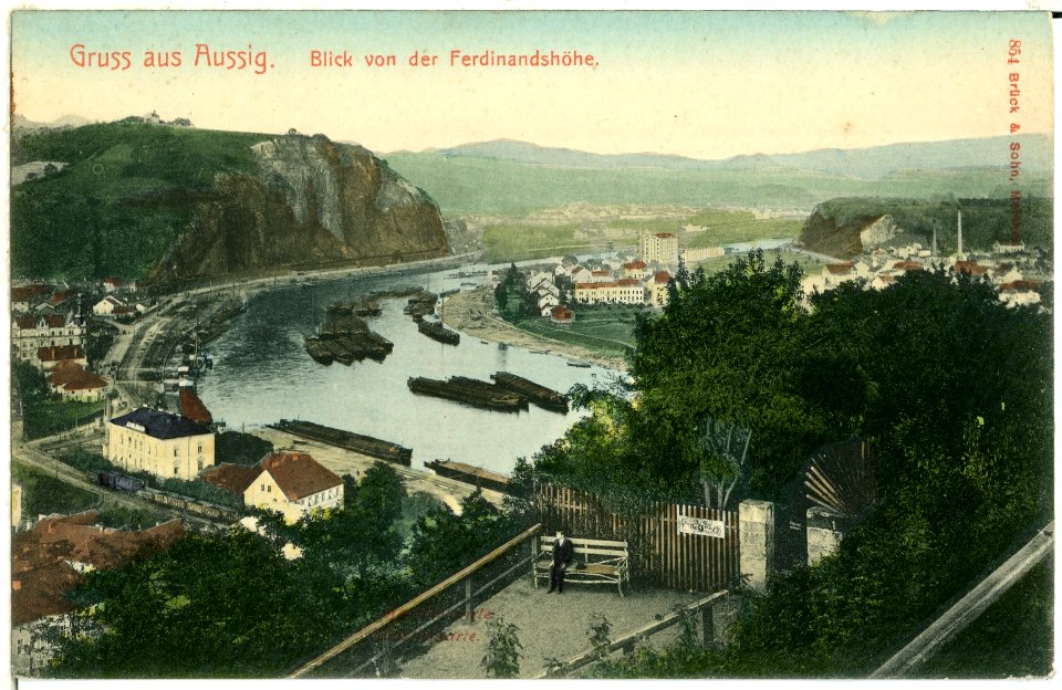 00854-Aussig-1898-Blick von der Ferdinandshöhe auf Aussig und die Elbe-Brück & Sohn Kunstverlag
