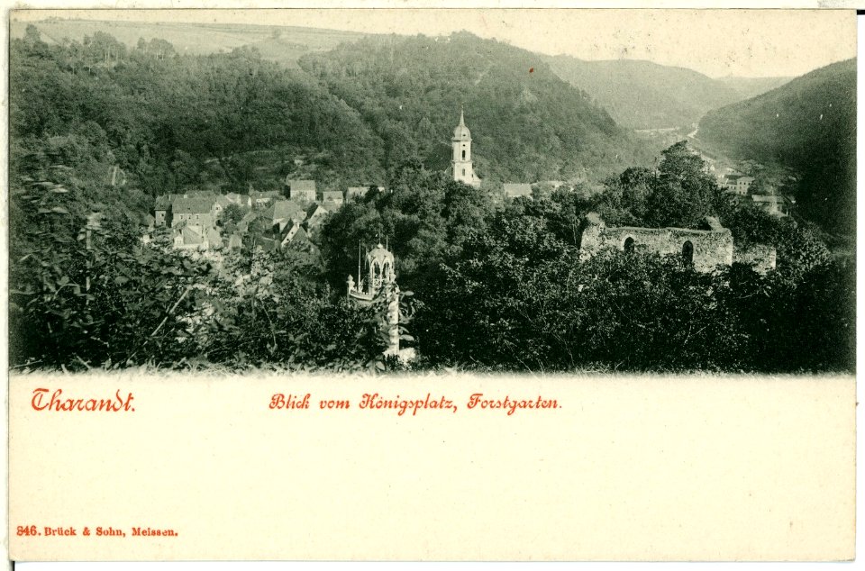 00846-Tharandt-1898-Blick vom Königsplatz auf Kirche und Stadt-Brück & Sohn Kunstverlag