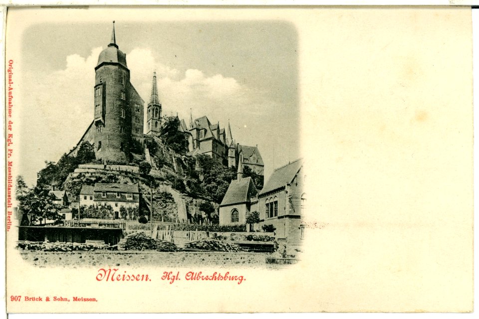 00907-Meißen-1899-Burgberg von der Elbe mit Burgberg, Albrechtsburg und Bischofsturm-Brück & Sohn Kunstverlag