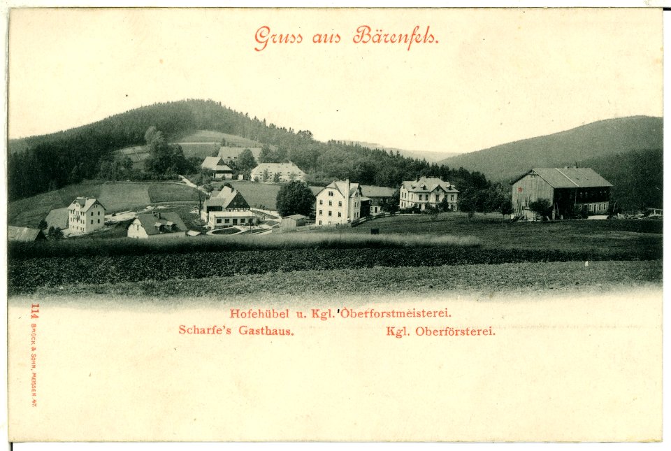 00114-Bärenfels-1898-Hofehübel und Oberförsterei, Scharfes Gasthaus-Brück & Sohn Kunstverlag