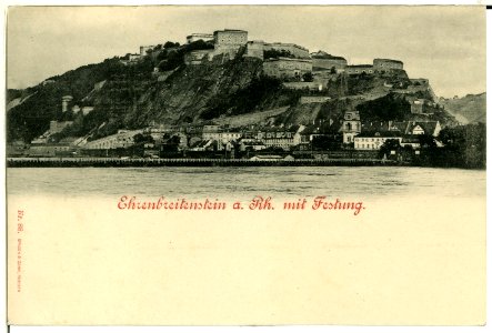 00088-Ehrenbreitenstein-1898-Ansicht mit Festung-Brück & Sohn Kunstverlag