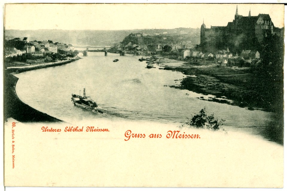 00068-Meißen-1898-Blick von der Knorre-Brück & Sohn Kunstverlag