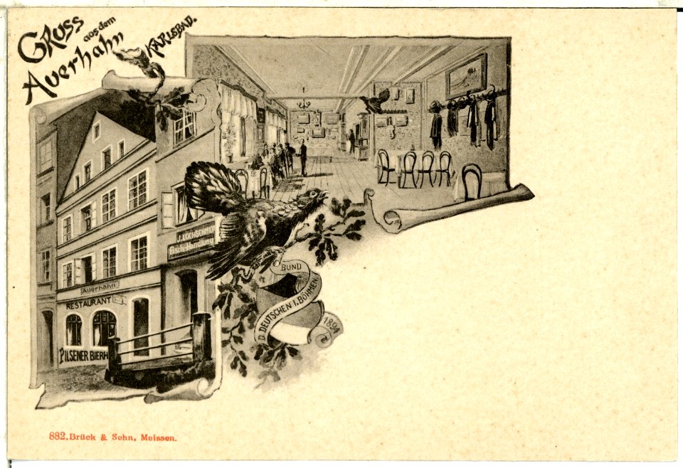 00882-Karlsbad-1898-Gruß aus dem Auerhahn-Brück & Sohn Kunstverlag